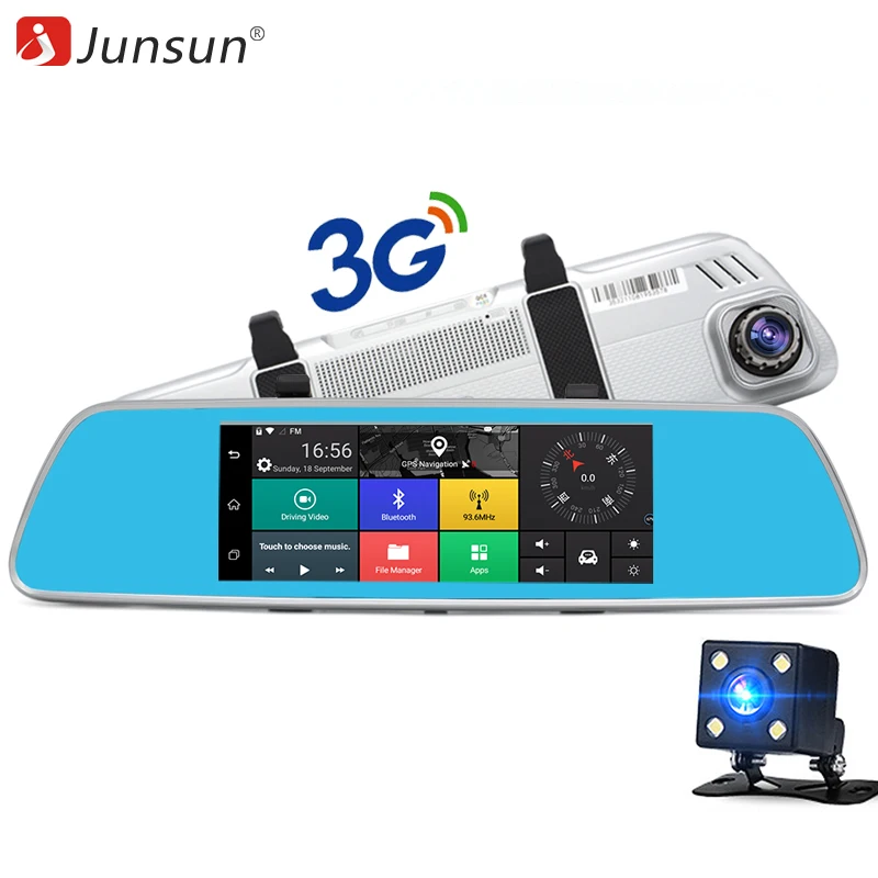7 &quot3 г junsun Видеорегистраторы для автомобилей Зеркало заднего вида камера Android 5.0
