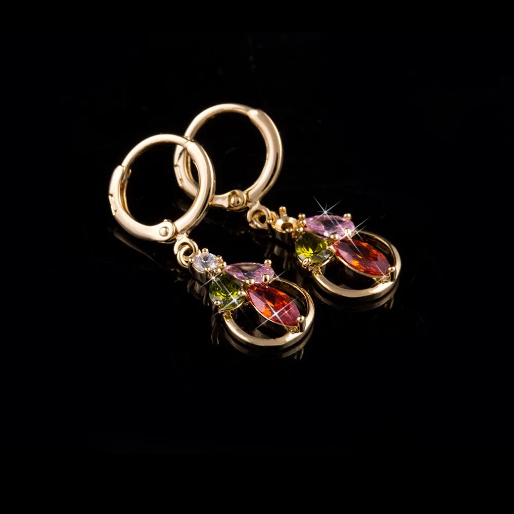 e-shine water drop shape dangle earrings for women zircon metal material elegant lovely style wedding anniversary jewelry | Украшения и