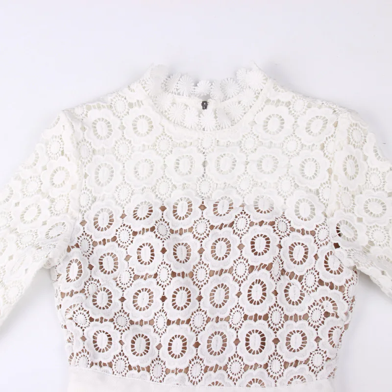 Peiling Дракон Новинка 2017 с длинными рукавами кружевное платье Тонкий Сплит