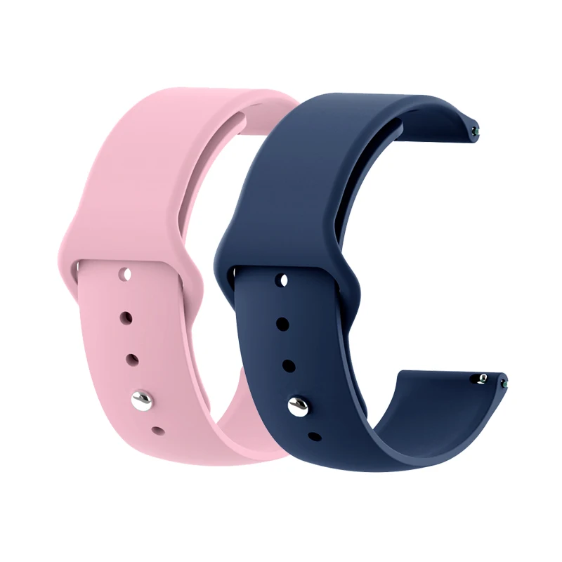 Pink Navy 18 мм 20 мм 22 мм 2 шт силиконовый ремешок для часов gear S2 ремешок для samsung gear S3 Classic Frontier Galaxy Watch Amazfit Bip браслет - Цвет ремешка: Pink Navy