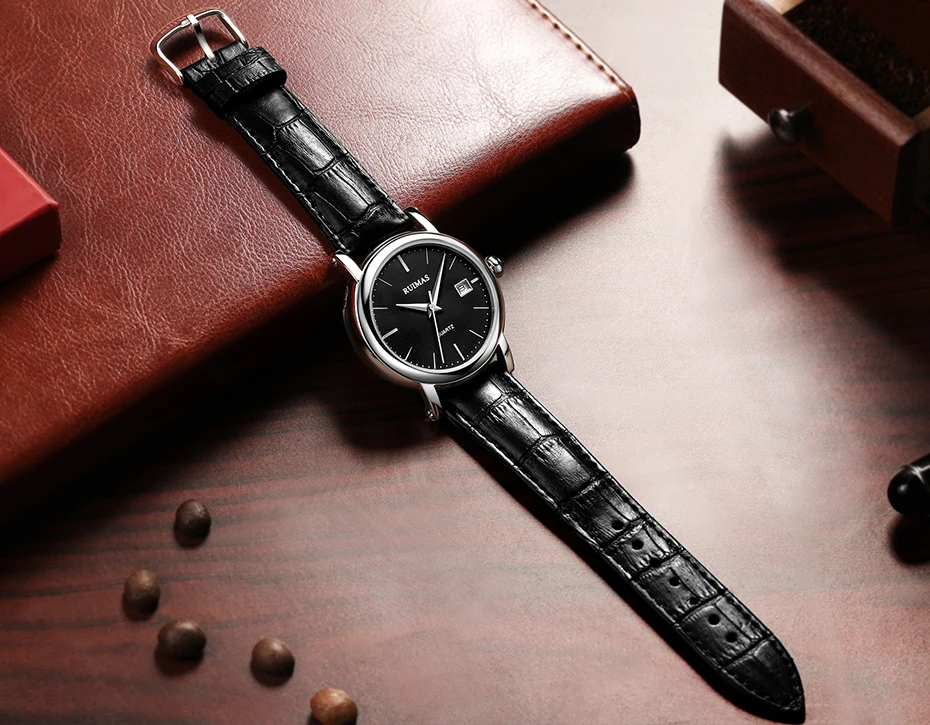 Ruimas reloj hombre Топ брендовые Роскошные мужские часы водонепроницаемые наручные часы с датой мужские повседневные кварцевые часы с кожаным ремешком