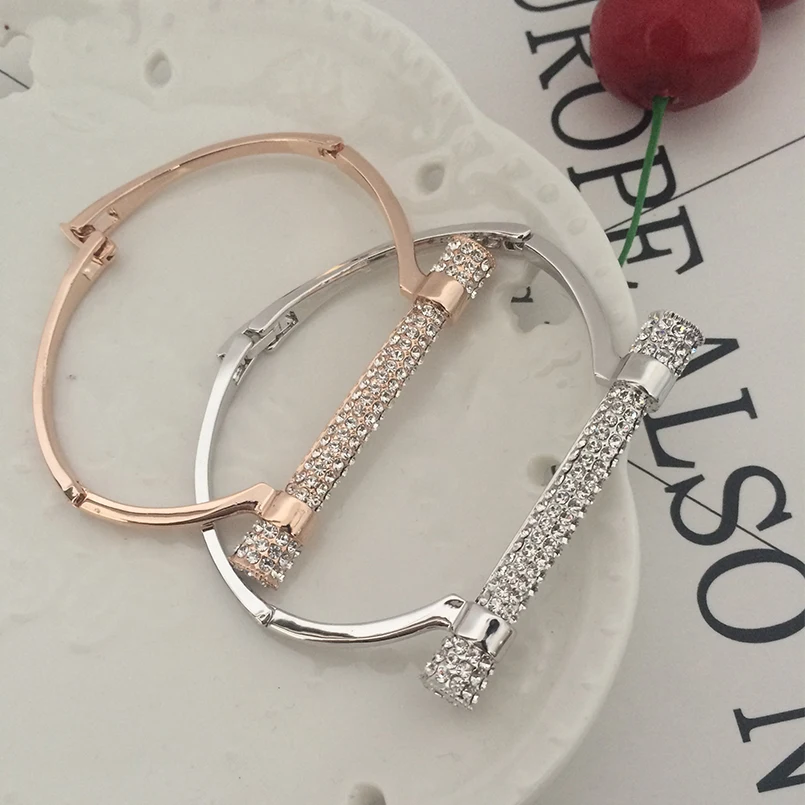 Металлический браслет в форме D на запястье с кристаллами bileklik роскошное