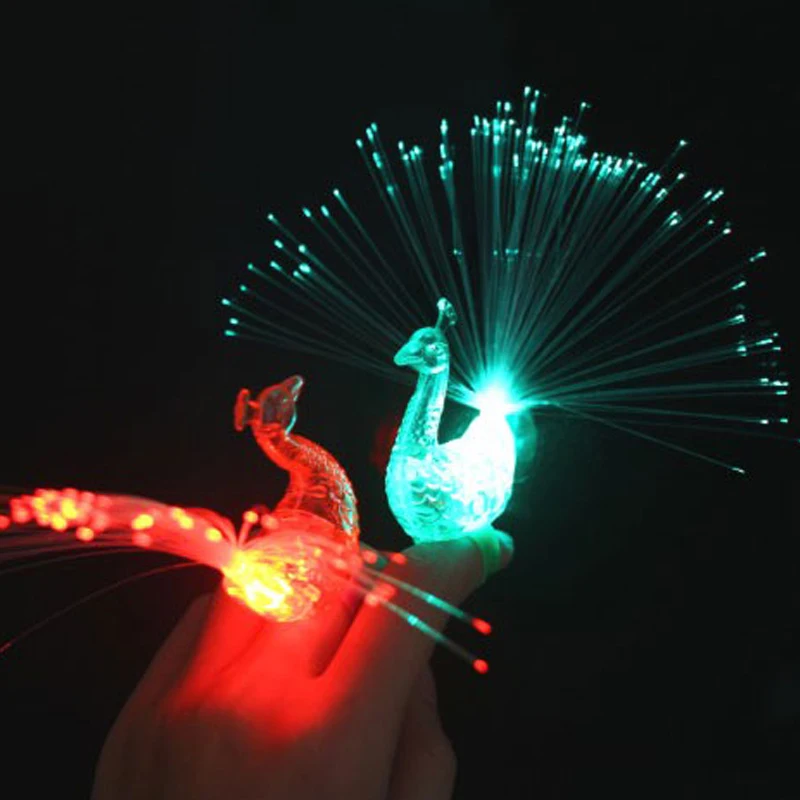 Креативный LED Павлин лампочка на палец Милый Мультфильм красочный свет игрушка