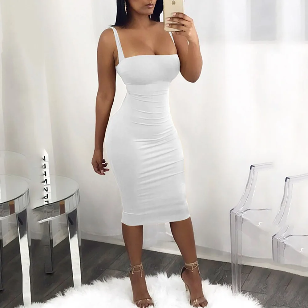 Женское летнее платье 2019 облегающее без рукавов со шнуровкой сзади свадебные