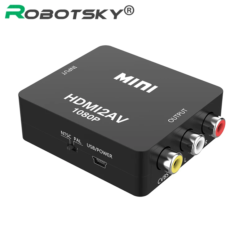 1080P HDMI в AV/RCA CVBS адаптер видео конвертер HDMI2AV адаптер конвертер коробка поддержка NTSC PAL выход HDMI в AV адаптер