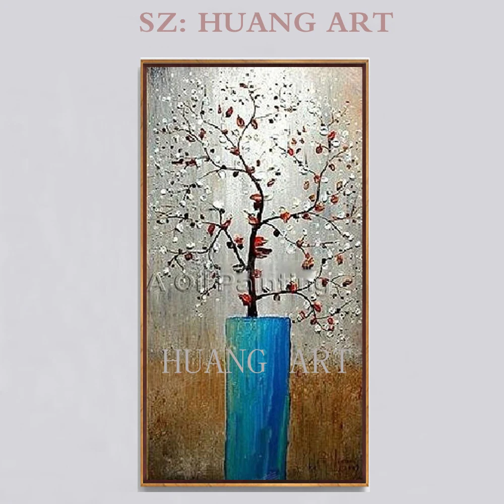 

Top aritist Hand Painted flower Oil Paintings on Canvas modern knife tree flower oil paintings Wall Art Picture Home Decoration