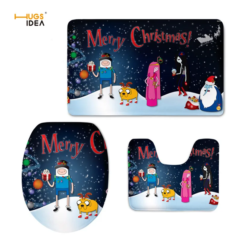 

HUGSIDEA Cute Cartoon Toilet Seat Cover Merry Christmas Design High Quality Overcoat Toilet Case Creative Decoration Bathroom