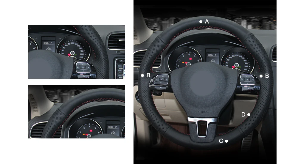 MEWANT черный кожаный чехол рулевого колеса автомобиля для Volkswagen VW Gol Tiguan Passat B7 Passat CC Touran Jetta Mk6