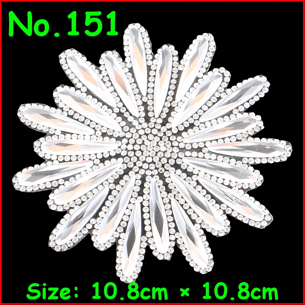 1 шт./лот блестящий цветок белого золота стразы с горячей фиксацией накладки