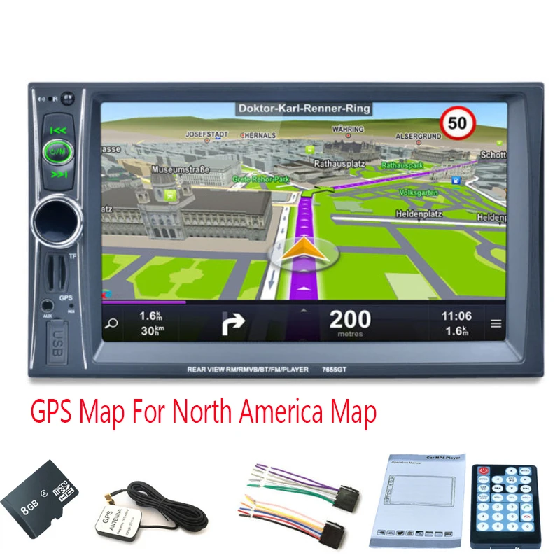 MP5 плеер автомобильный 6 дюйма GPS/ BT/FM/USB/AUX со встроенной картой Северной Америки и