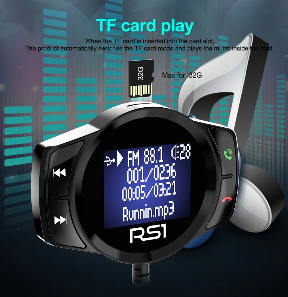 JINSERTA Bluetooth FM передатчик Автомобильный mp3 плеер FM модулятор громкой связи двойной USB 2.1A быстрое зарядное устройство для iPhone X