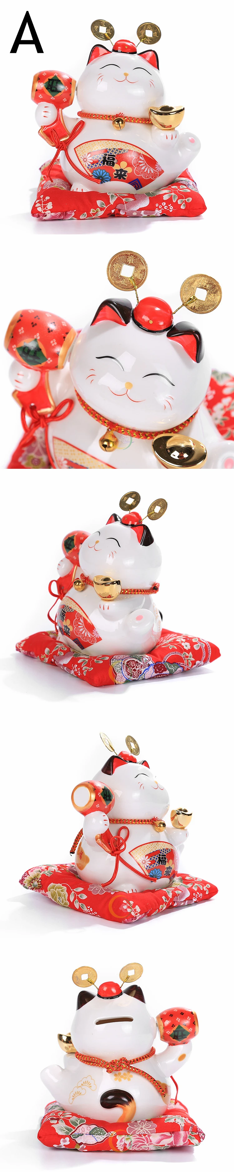 6 дюймов Maneki Neko керамика Lucky Cat домашний декор фарфоровые украшения милые Фортуны кошка копилка фэншуй ремесла