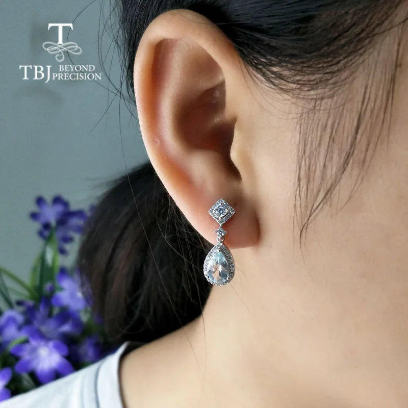 Женские классические серьги TBJ из серебра 925 пробы с каплями воды цвета морской