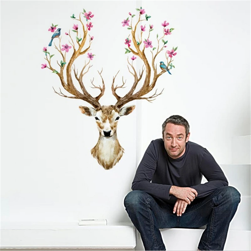 Креативные виниловые наклейки на стену с оленем Diy для детских комнат Настенный