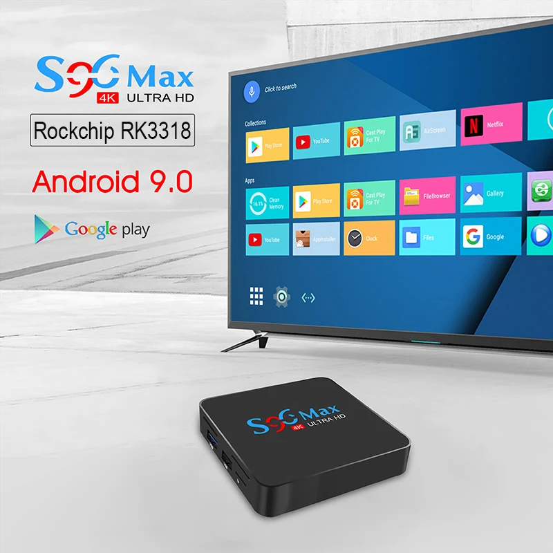 Android 9,0 Smart tv BOX 4 ГБ 32 ГБ S96 MAX ТВ приставка RK3318 2,4G/5G двойной wifi BT4.1 4K медиаплеер ТВ приемник PK X96