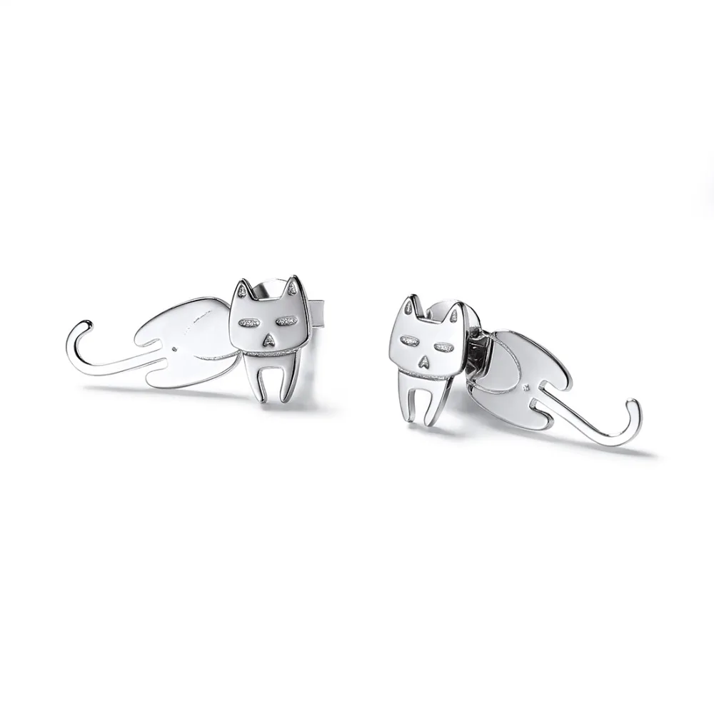 SILVERCUTE Аутентичные 925 пробы серебро серьги кошка шпильки для Для женщин девочек Fine