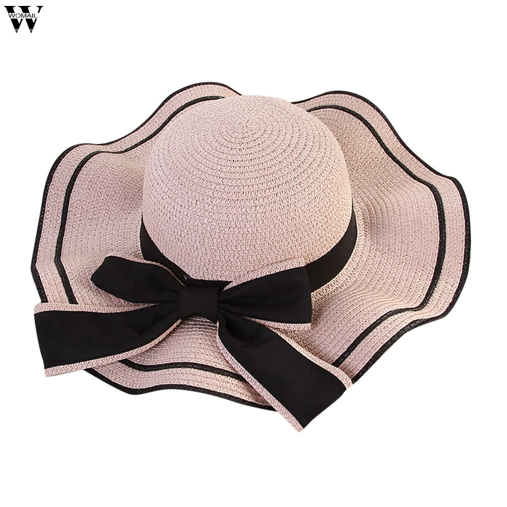 Fashion Beautiful Adult cap Bow Straw hat Summer Sun Beach Hat Girl sun hats for women Feb6 | Аксессуары для одежды