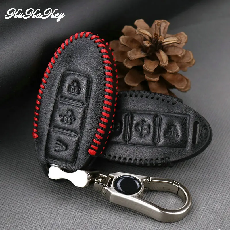 KUKAKEY Кожаный Автомобильный ключ сумка для Nissan Teana Tiida Sylphy Sunny Qashqai Skyline Juke Alissa X TRA