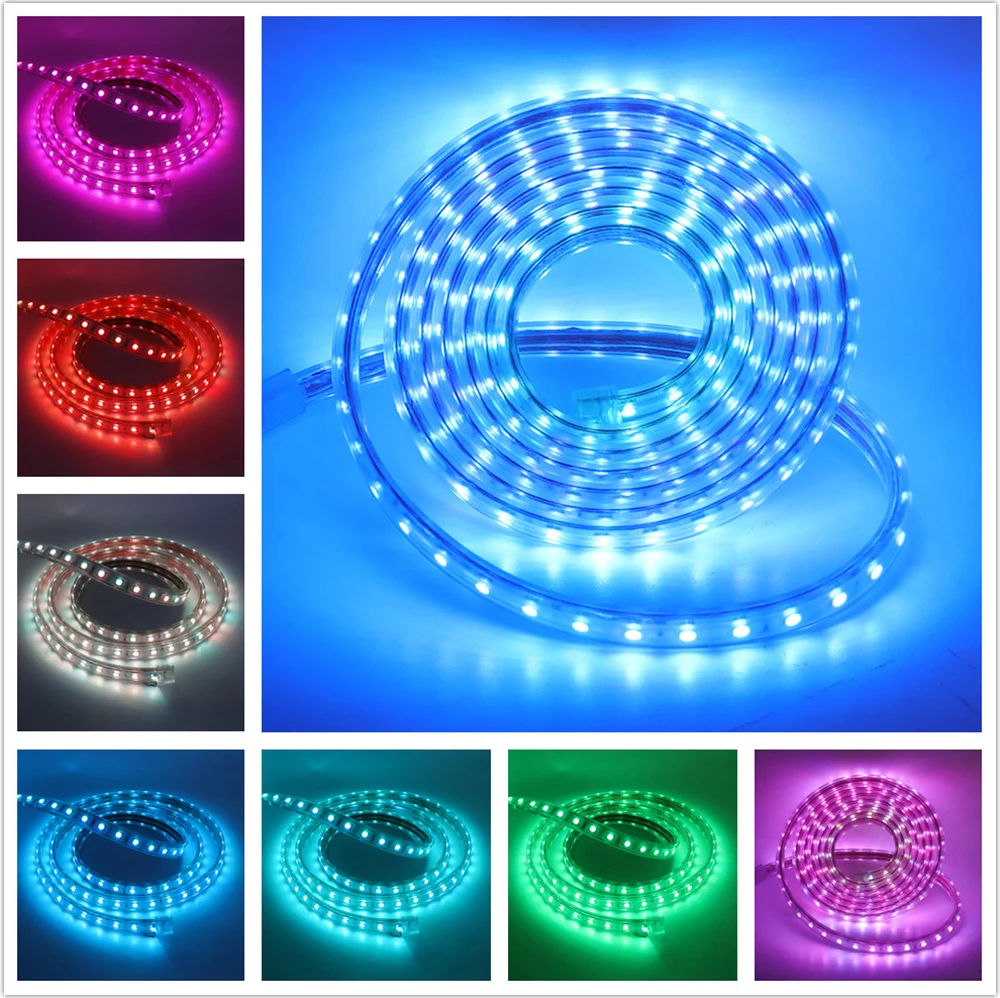 5050 RGB светодиодные полосы света 220 В водонепроницаемый 60 Светодиодный s/m 120