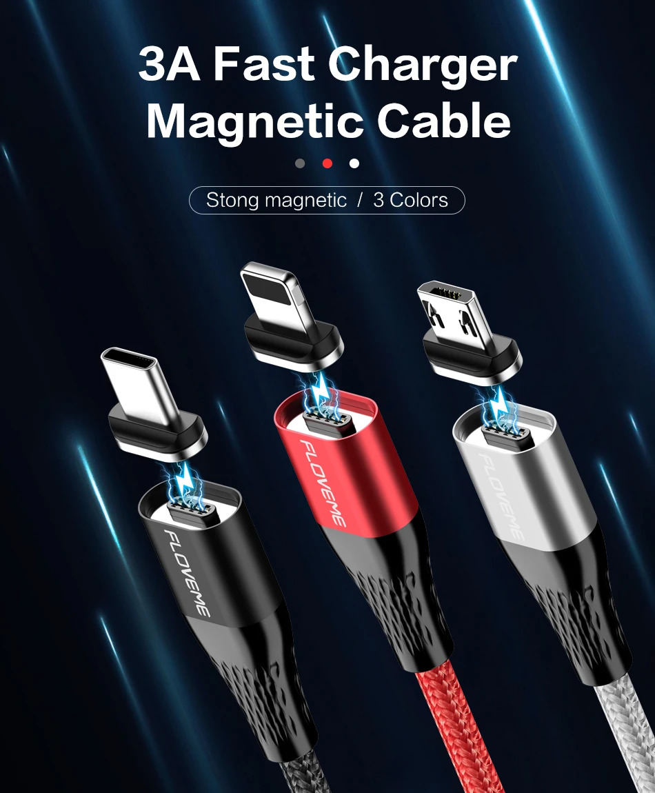 Магнитный зарядный кабель FLOVEME 3A для iPhone, кабель Micro usb type-C, магнитный кабель для быстрой зарядки, кабель Micro usb type-C для samsung
