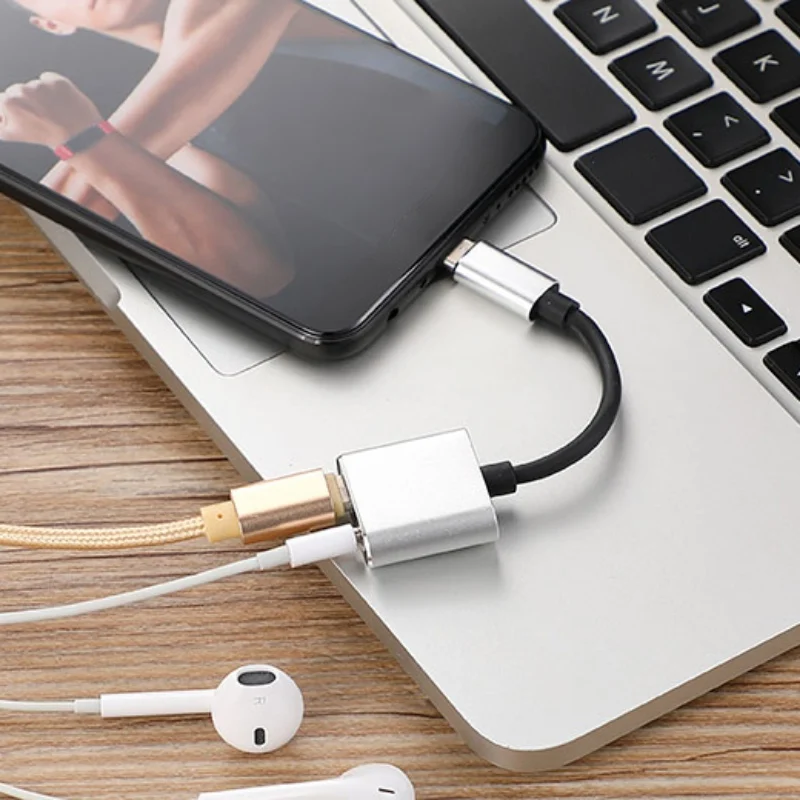 Адаптер с разъемом для наушников типа C на 3 5 мм 2 в 1 USB аудио кабель конвертер