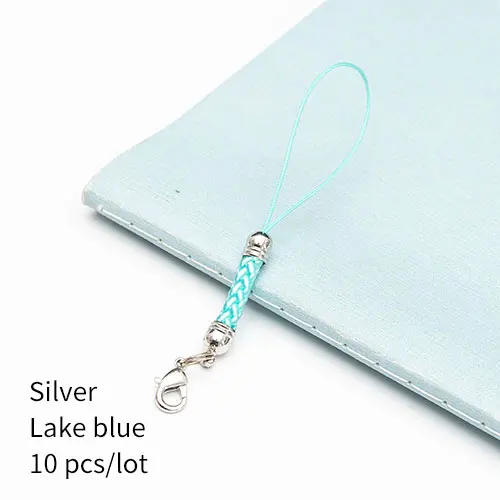 Silver lake blue 10 шт., застежка-карабин, ремешок, шнур, мобильный телефон, Лариат, мобильный ремешок, шарм, нейлоновый брелок, цепочка, ювелирное изделие, сделай сам, ювелирное изделие - Цвет: Silver lake blue