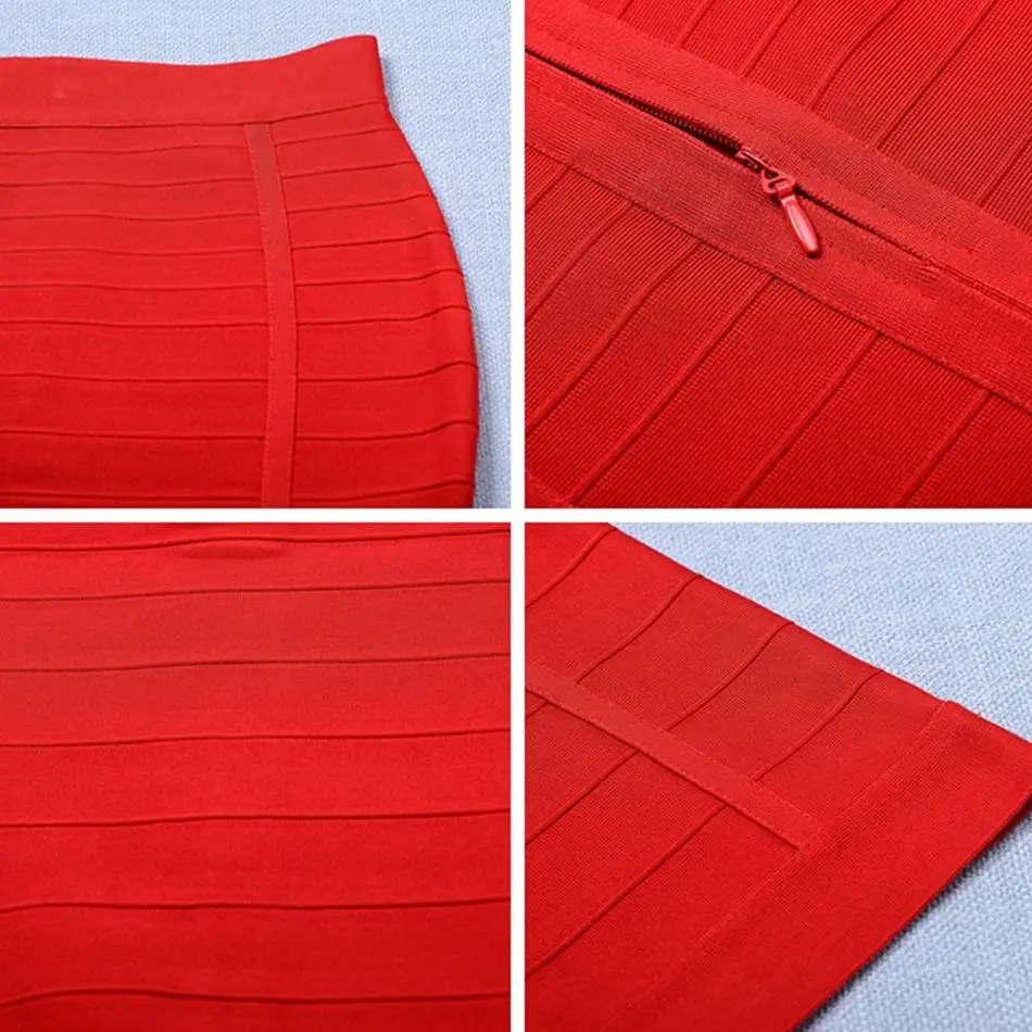 Женская бандажная юбка до колен красная облегающая карандаш в стиле Звезд для