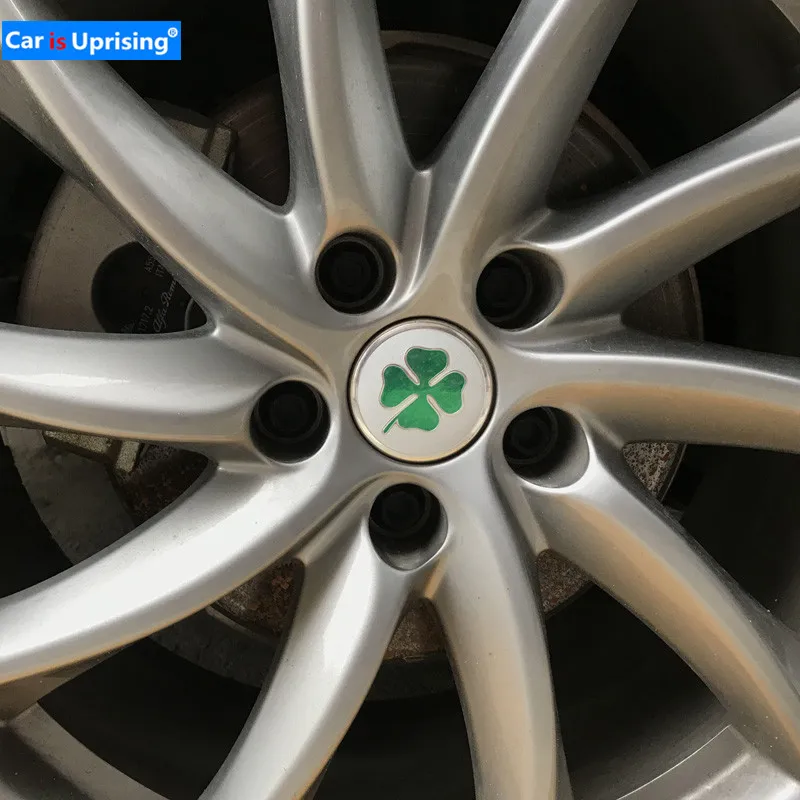 4 шт. зеленый четырехлистный клевер для Alfa Romeo алюминиевая эмблема логотип