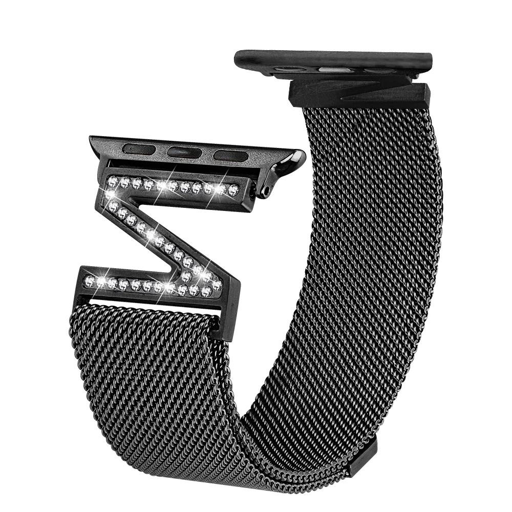 Алмазный Миланский Браслет-петля для Apple Watch, 42 мм, 38 мм, 44 мм, 40 мм, ремешок из нержавеющей стали для iWatch Series 5, 4, 3, 2, 1