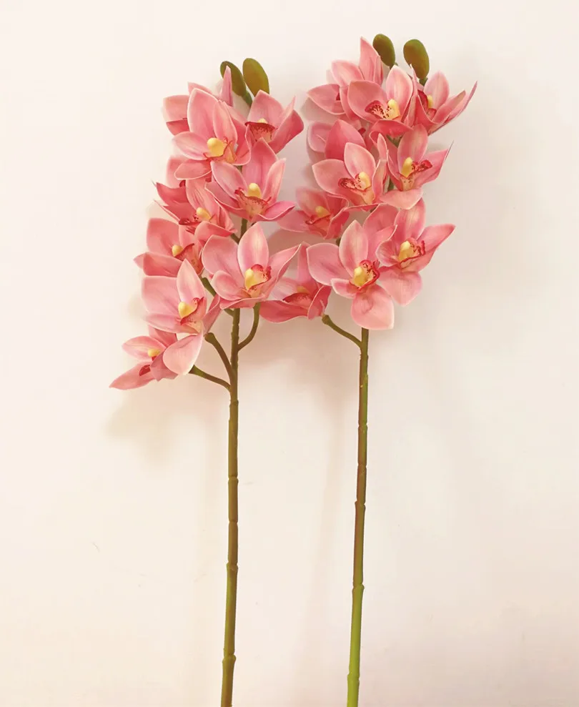 Один ПУ орхидеи 3D печать Cymbidium завод искусственный настоящий сенсорный розовый цвет Орхидея для свадьбы центральные декоративные цветы