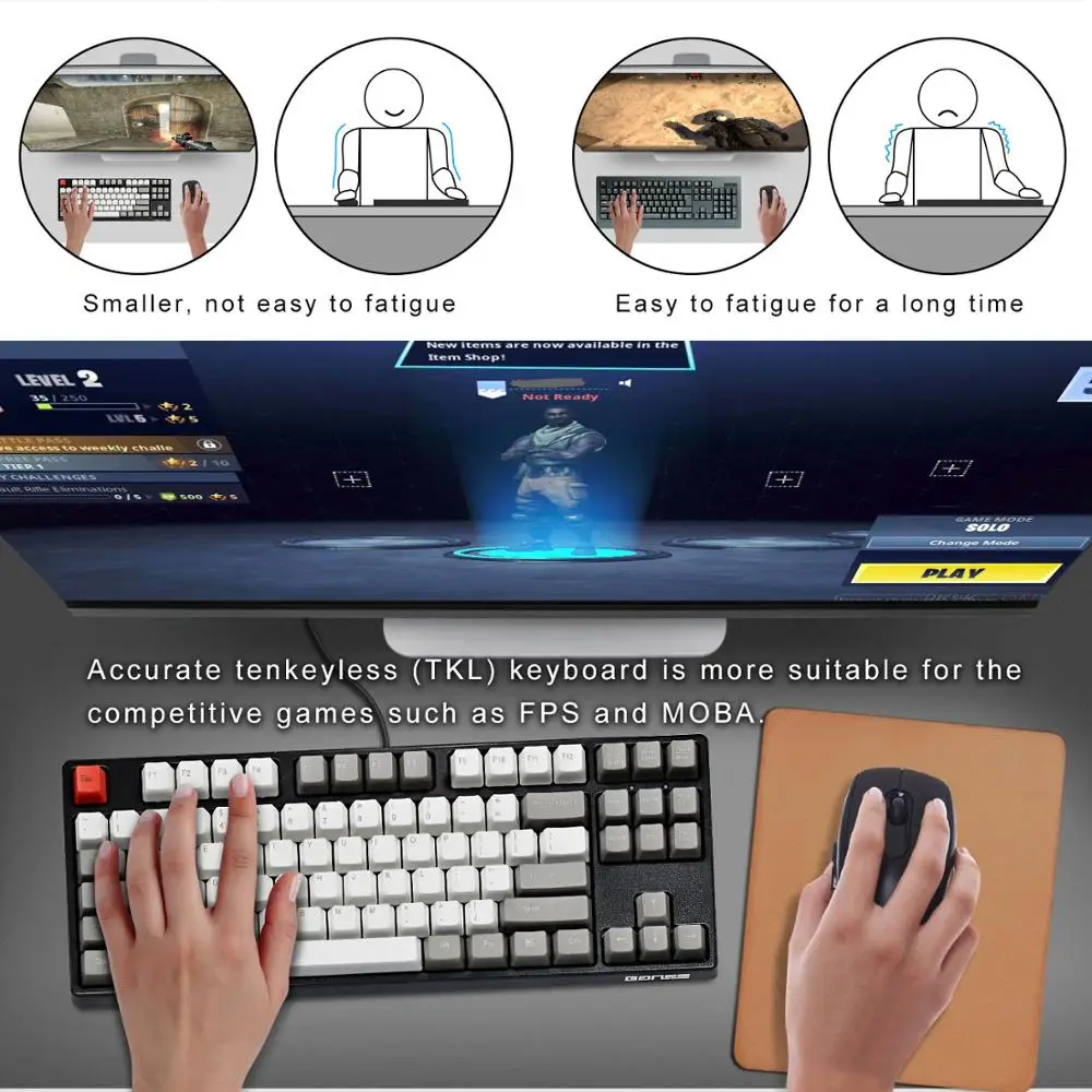 Механическая клавиатура GANSS TKL Cherry MX Red Switches Tenkeyless 87-Key PBT keycap игровая без подсветки