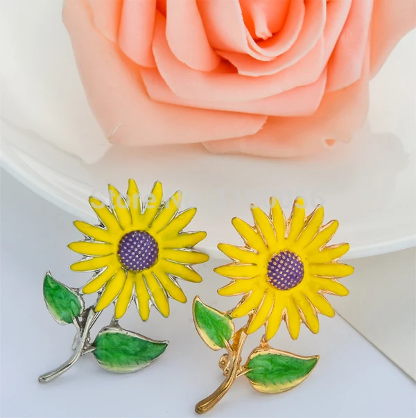 Новинка броши в виде желтого цветка декоративная эмалированная брошь цветов