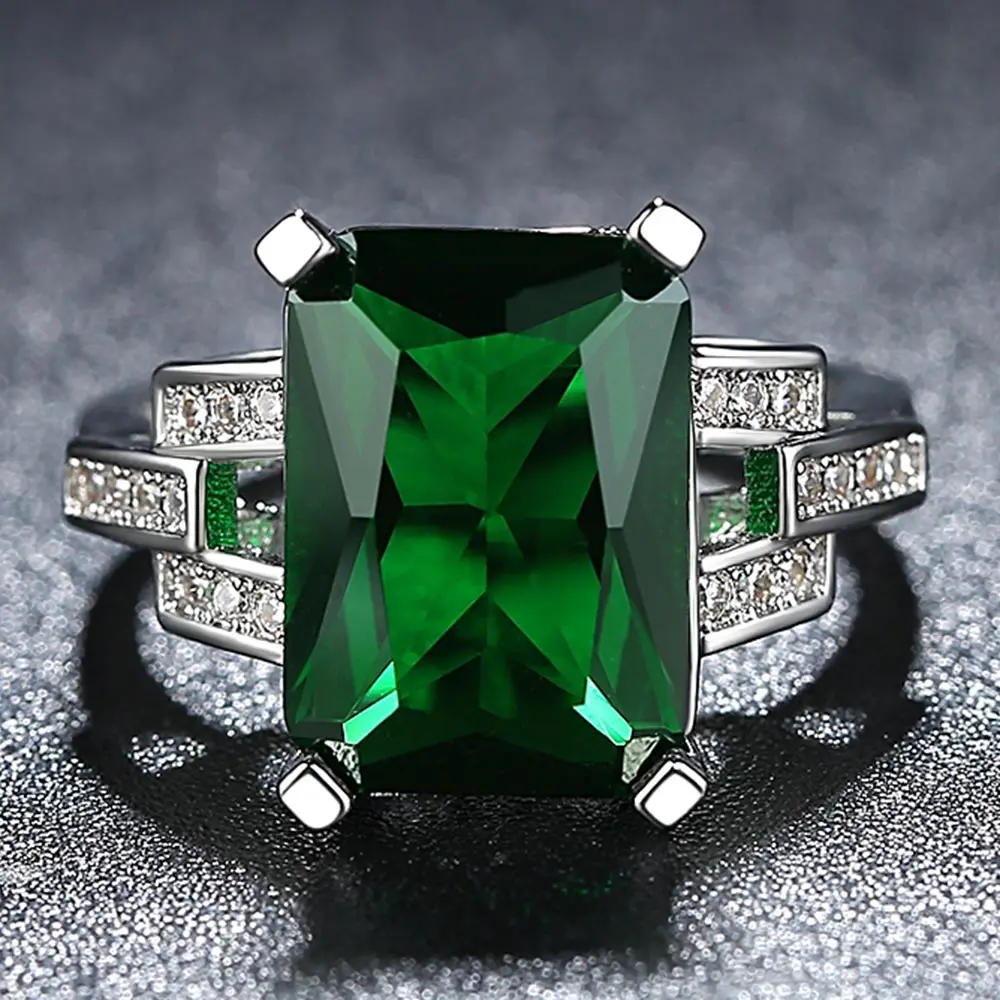 Модные Зеленые обручальные кольца с большим цирконием для женщин вечерние