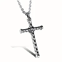 2019 new retro cross necklace men vintage striped cross pendant necklace chain gold and silver color necklace jewelry gifts