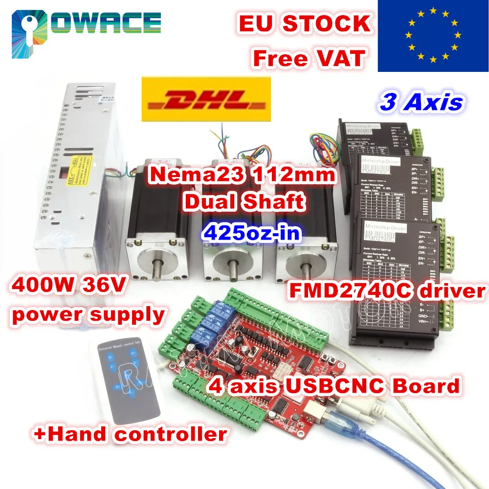 3 осевой шаговый двигатель Nema23 с двумя валами 112 мм 425oz in 3A и FMD2740C 40 В постоянного