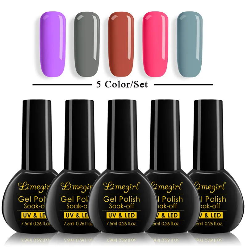 Set 2 Limegirl набор гель-лаков для ногтей Набор для наращивания ногтей Гель-лак акриловый УФ светодиодный дизайн лампы маникюрный набор 5 шт./комплект - Цвет: Set 2
