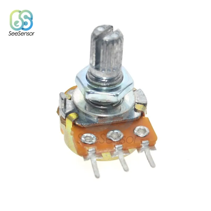 5pcs/Lot B20K ohm 3Pin Linear Rotary Potentiometer 15mm Metal Shaft Potentiometers With Nuts And Washers | Обустройство дома