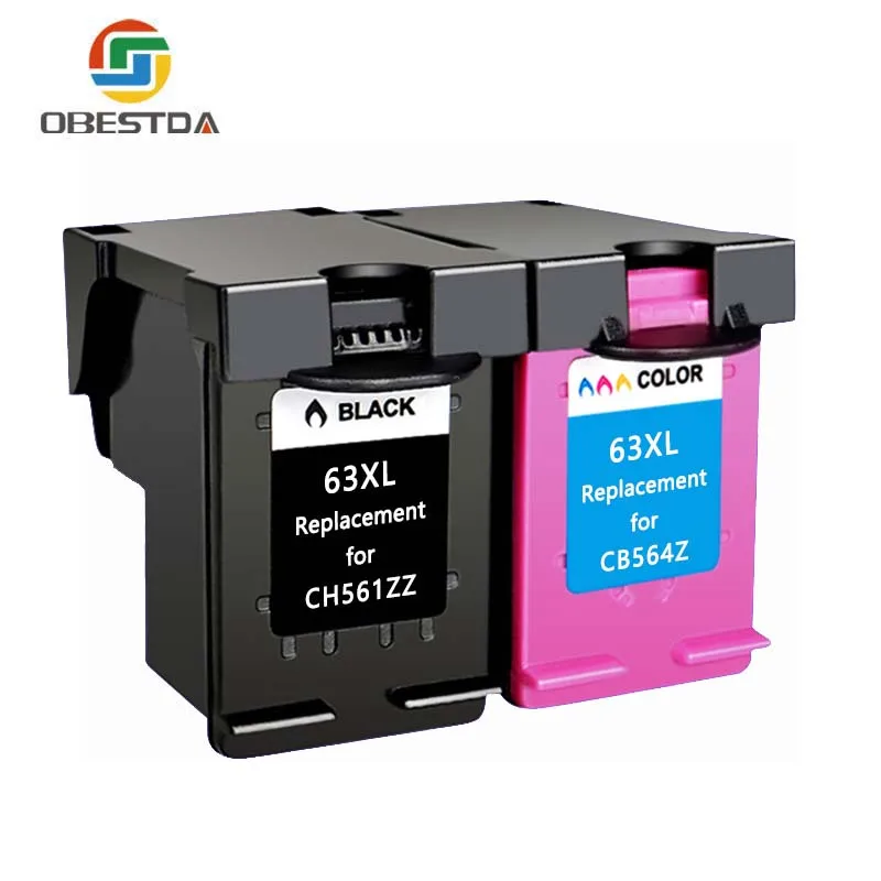 Obestda 63XL Re изготовлено картридж Замена для HP 63 XL чернильный с чернилами Deskjet 1110 1111