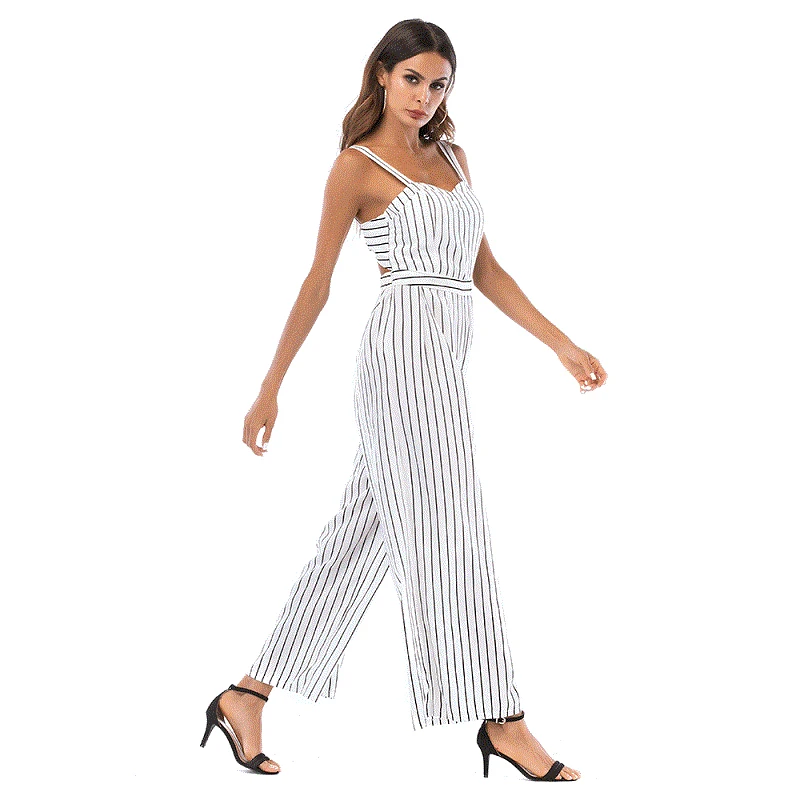 Комбинезон женский полосатый с бантом свободный джемпер без рукавов пикантные