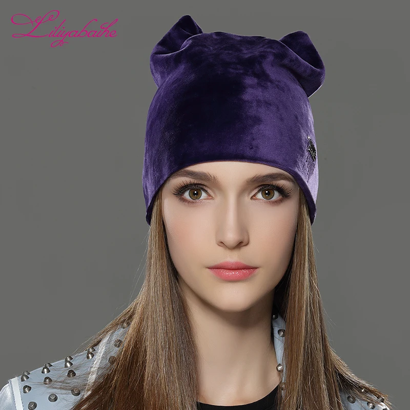 LILIYABAIHE Женская осенне зимняя шапка дамские шапки с котом для девушек женщин