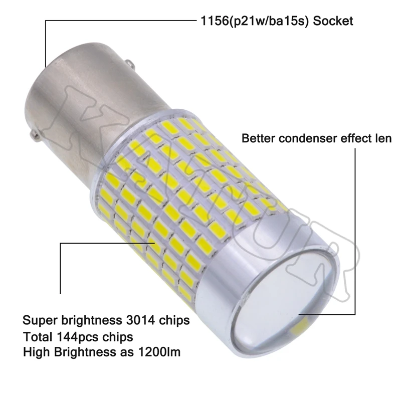 Katur 2 шт. S25 1156 BA15S 3014 144SMD P21W автомобильные сигнальные задние фонари белый 12V