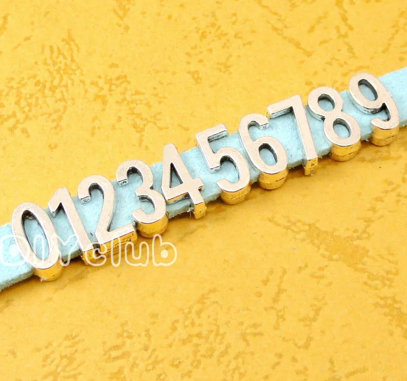 50pcs Number покрытые серебром Подвески Полный набор от 0 до 9 арабскими цифрами Шарм