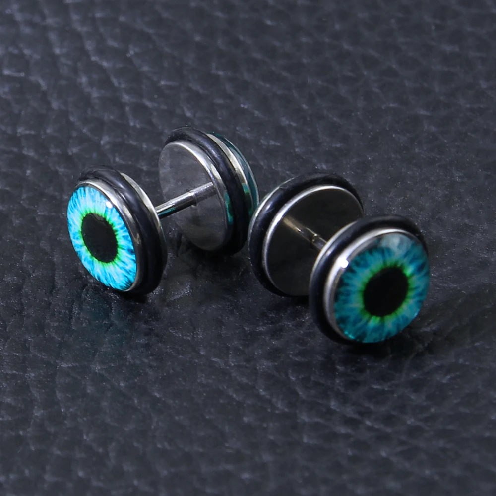 1 Pair Evil Eye Stud Earrings Punk Ear Piercing Stainless Steel Women Men Body Jewelry orecchini donna | Украшения и аксессуары