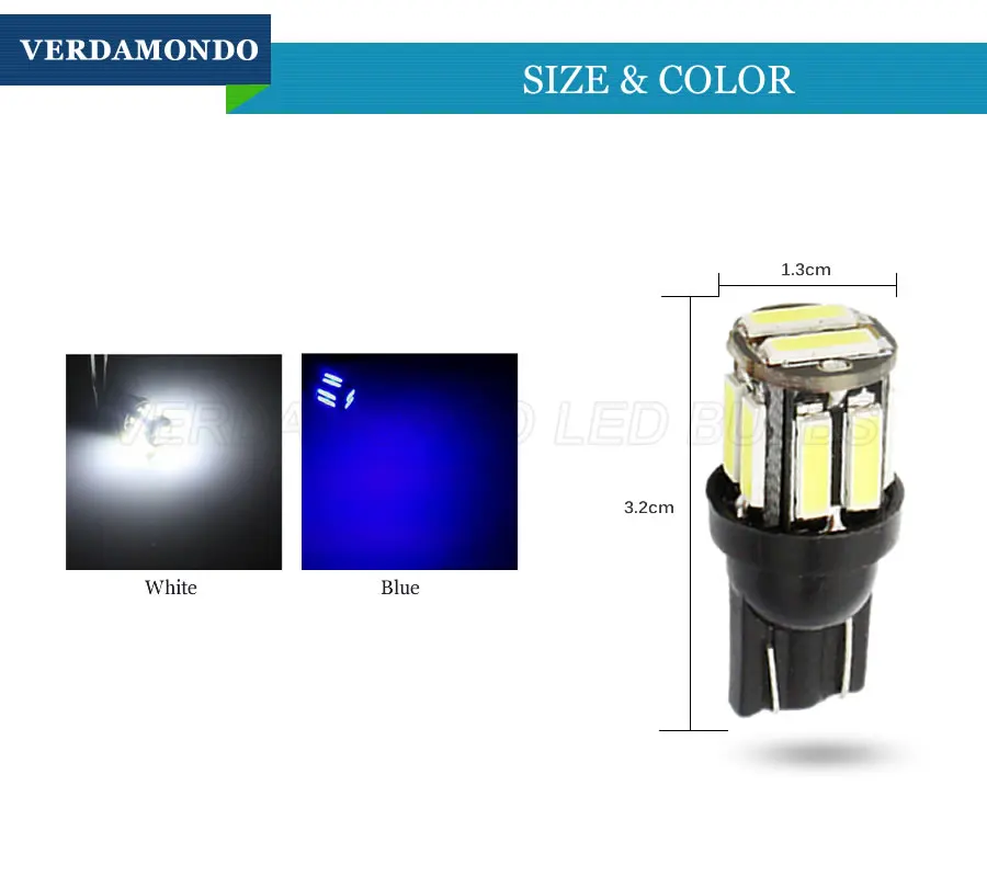 6 шт. W5W 10-7020 SMD автомобильный T10 светодиодный 194 168 сменный клиновидный задний