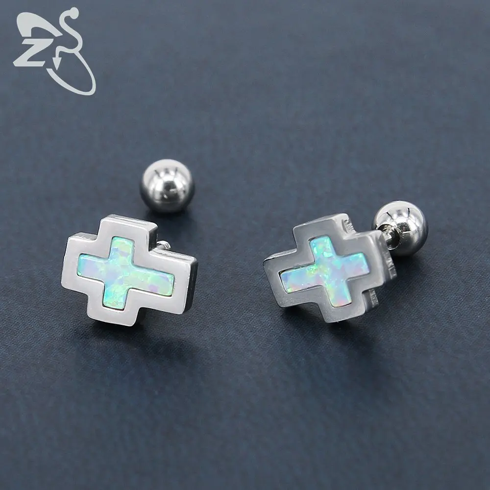 Женские серьги гвоздики из хирургической стали с опалом|boucle d'oreille|stud earringsstone stud