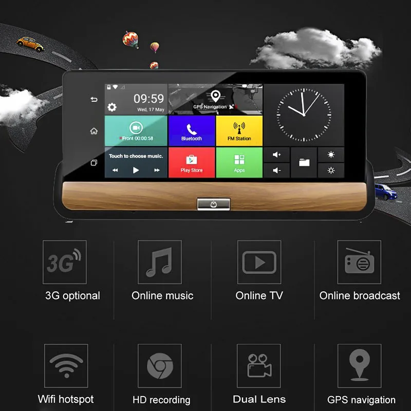 HGDO 6 86 &quotIPS Dash камера FHD 1080P Android 3G Автомобильный видеорегистратор GPS навигация