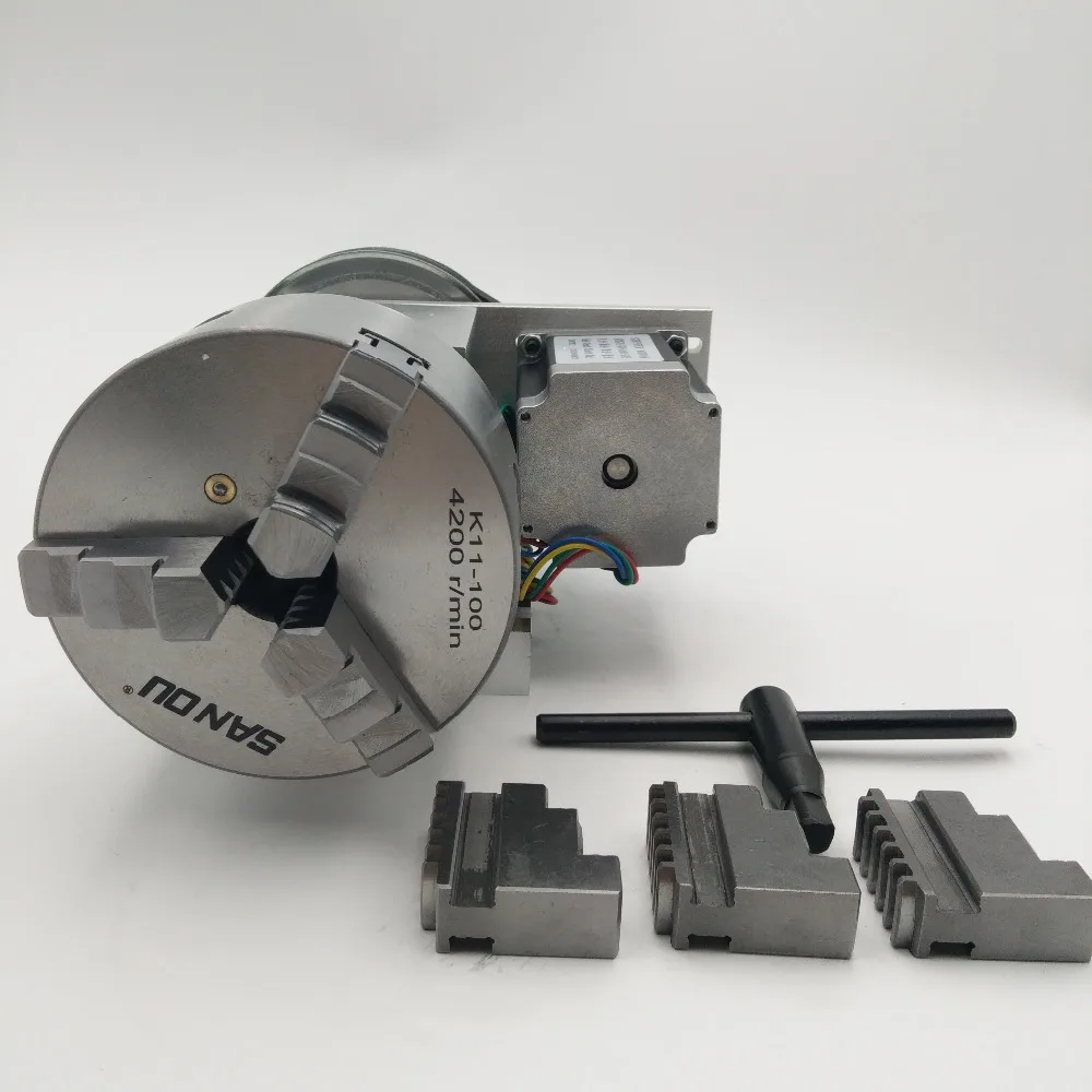 4 осевой патрон с ЧПУ K11 3 кулачковый поворотная ось 100 мм я A полый вал 6:1 для