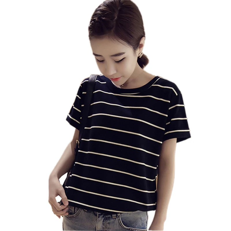 Летняя женская футболка Модный пуловер с круглым вырезом короткий рукав