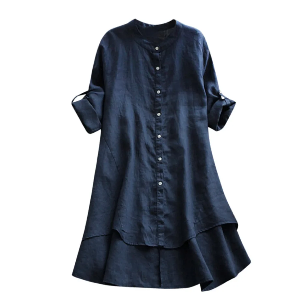 

Vogue Women Summer Spring Solid Boho Beach T-shirt Tops Female Casual Loose Long Linen Shirts Tee Shirt Femme Camiseta Mujer c