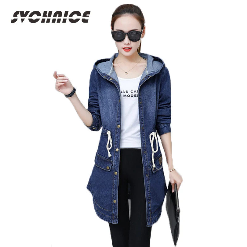 Женская джинсовая куртка с длинным рукавом капюшоном модель 3XL на весну и осень